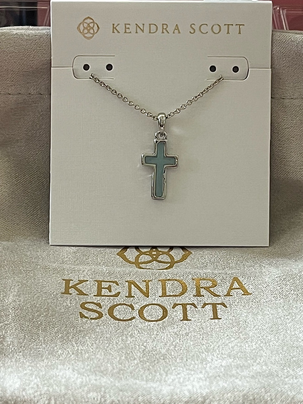 Kendra Scott Jada Cross Pendant Silver/Light Blue Necklacf